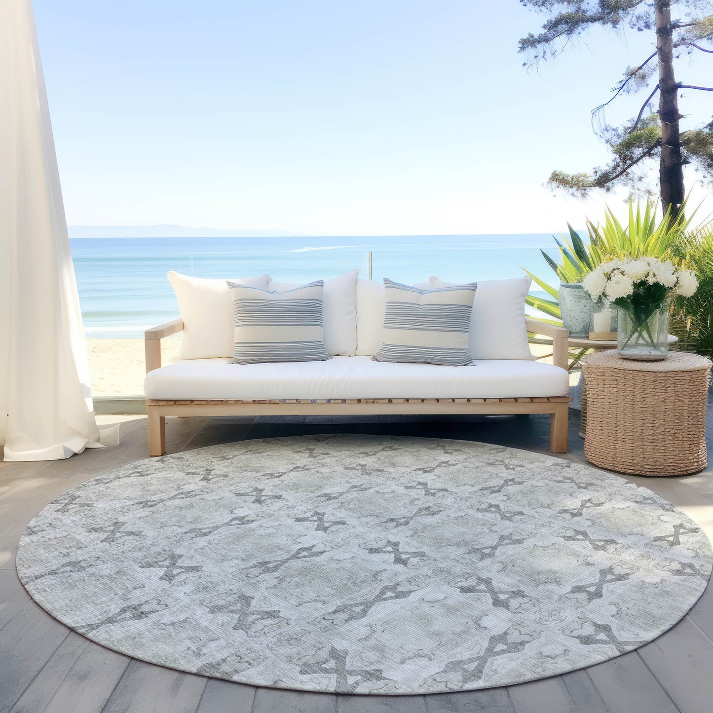 Addison Rugs Panel Ivory Washable Indoor-Outdoor Rug