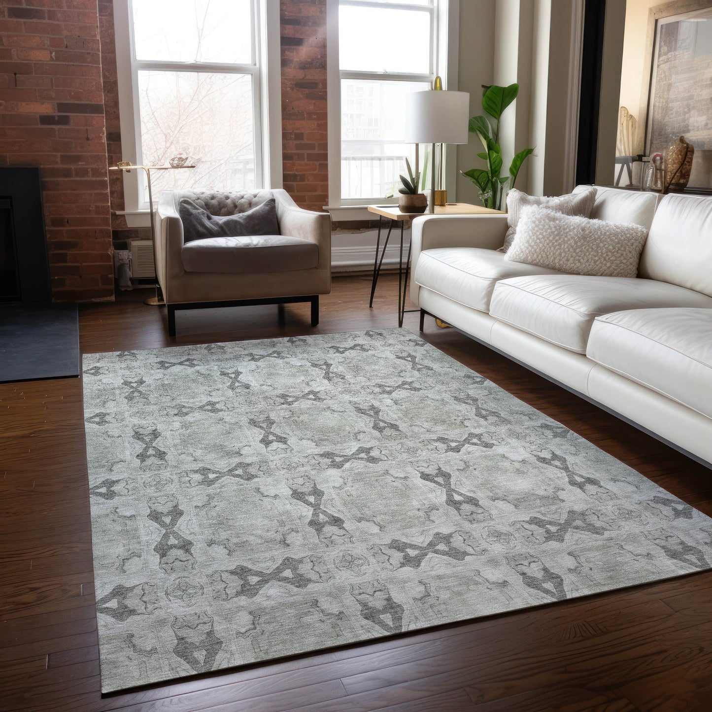 Addison Rugs Panel Ivory Washable Indoor-Outdoor Rug
