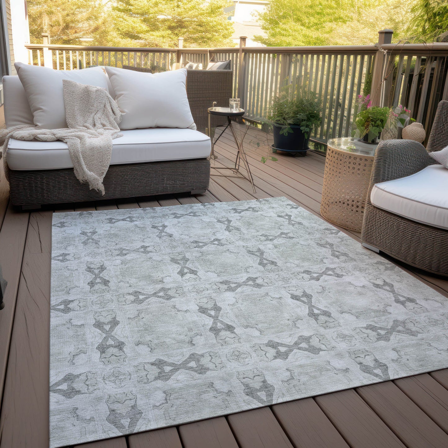 Addison Rugs Panel Ivory Washable Indoor-Outdoor Rug