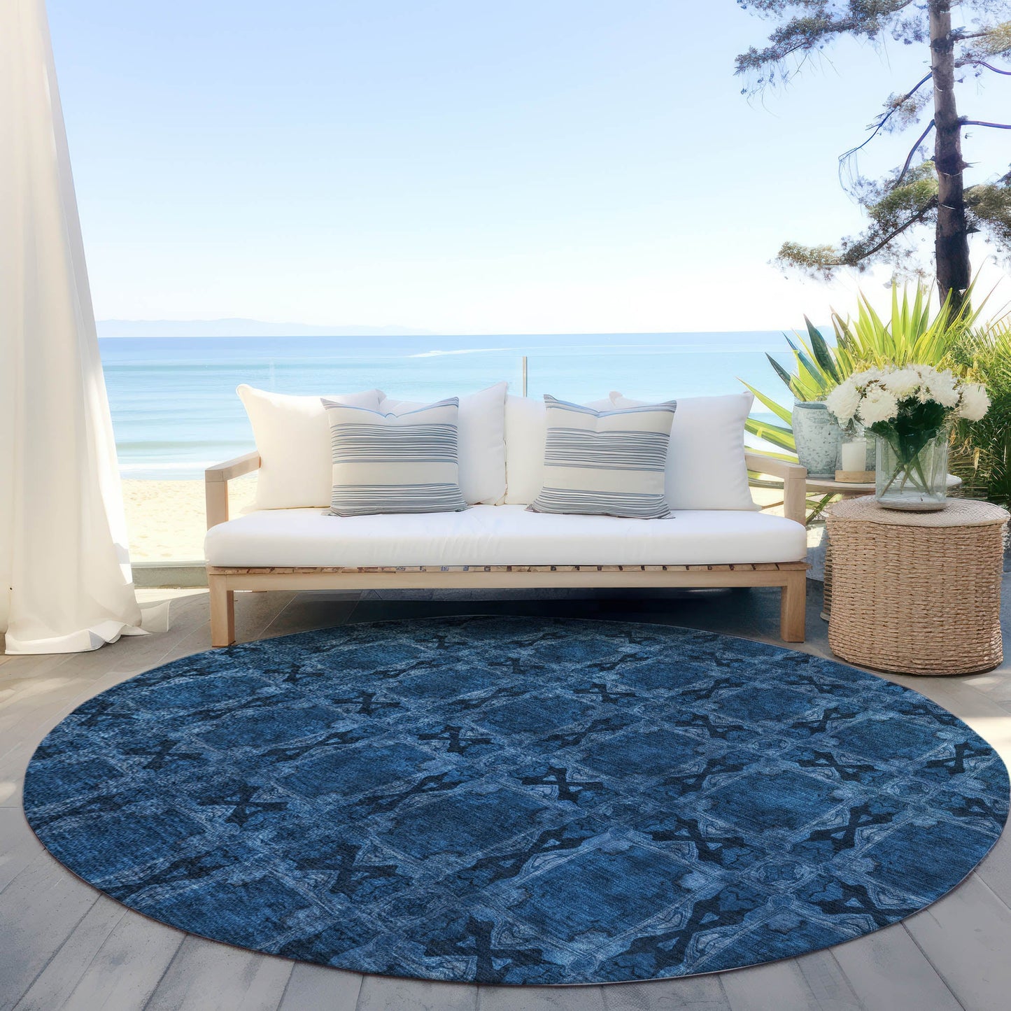 Addison Rugs Panel Navy Washable Indoor-Outdoor Rug