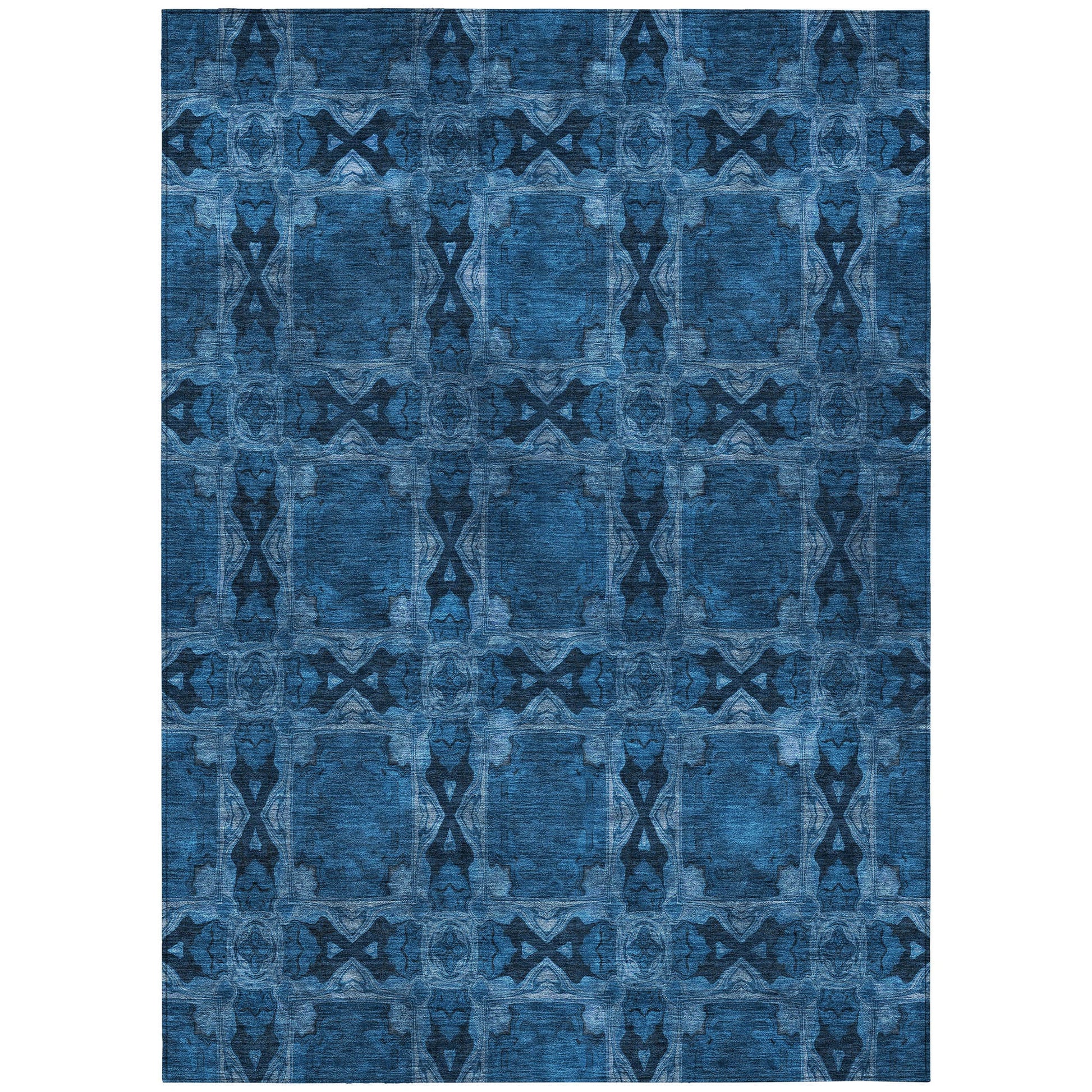 Addison Rugs Panel Navy Washable Indoor-Outdoor Rug
