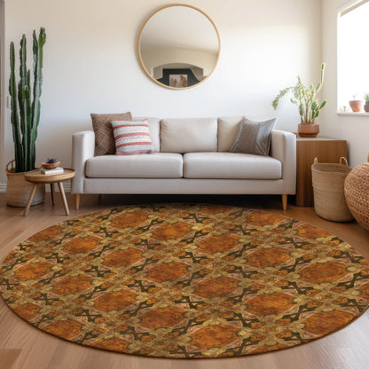 Addison Rugs Panel Orange Washable Indoor-Outdoor Rug