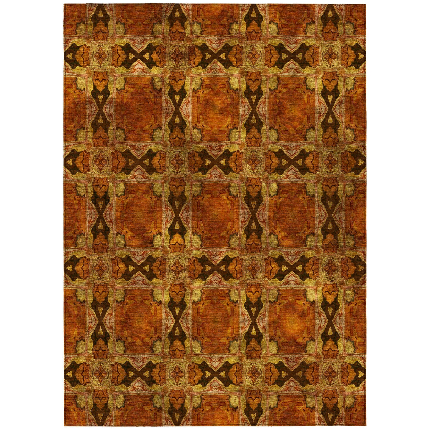 Addison Rugs Panel Orange Washable Indoor-Outdoor Rug