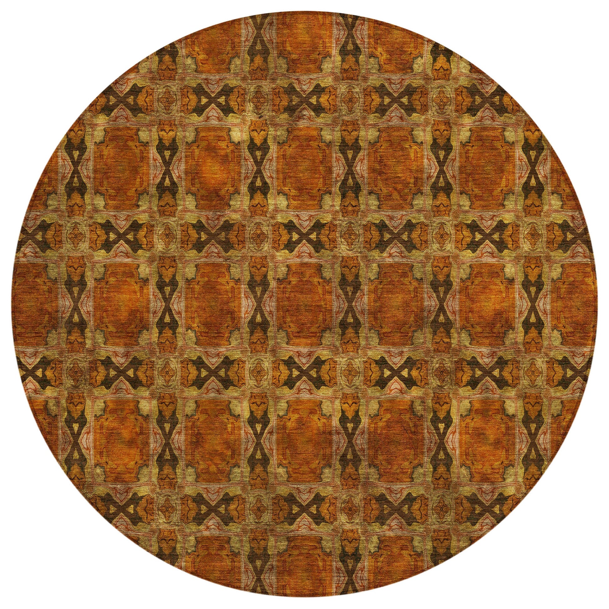 Addison Rugs Panel Orange Washable Indoor-Outdoor Rug