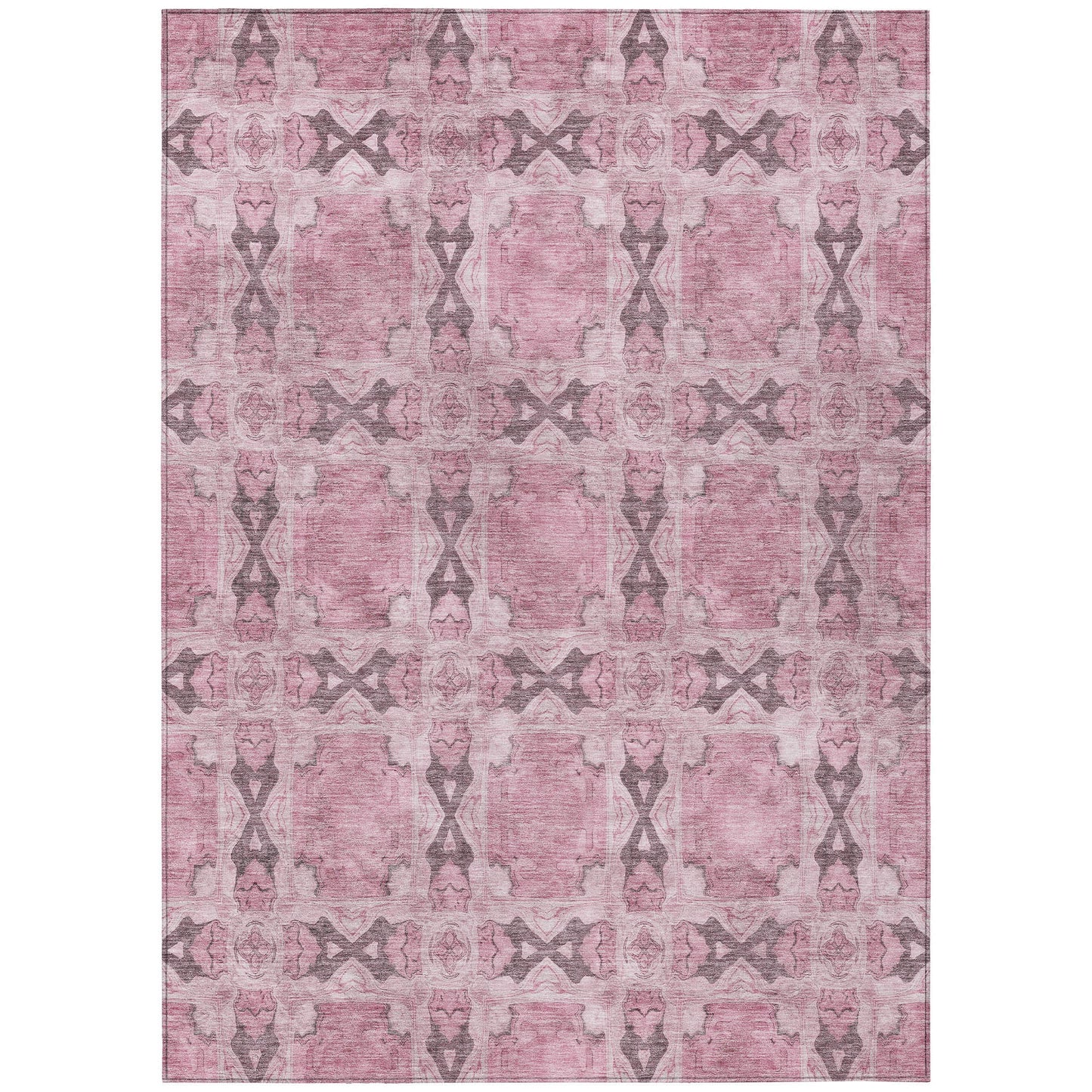 Addison Rugs Panel Pink Washable Indoor-Outdoor Rug
