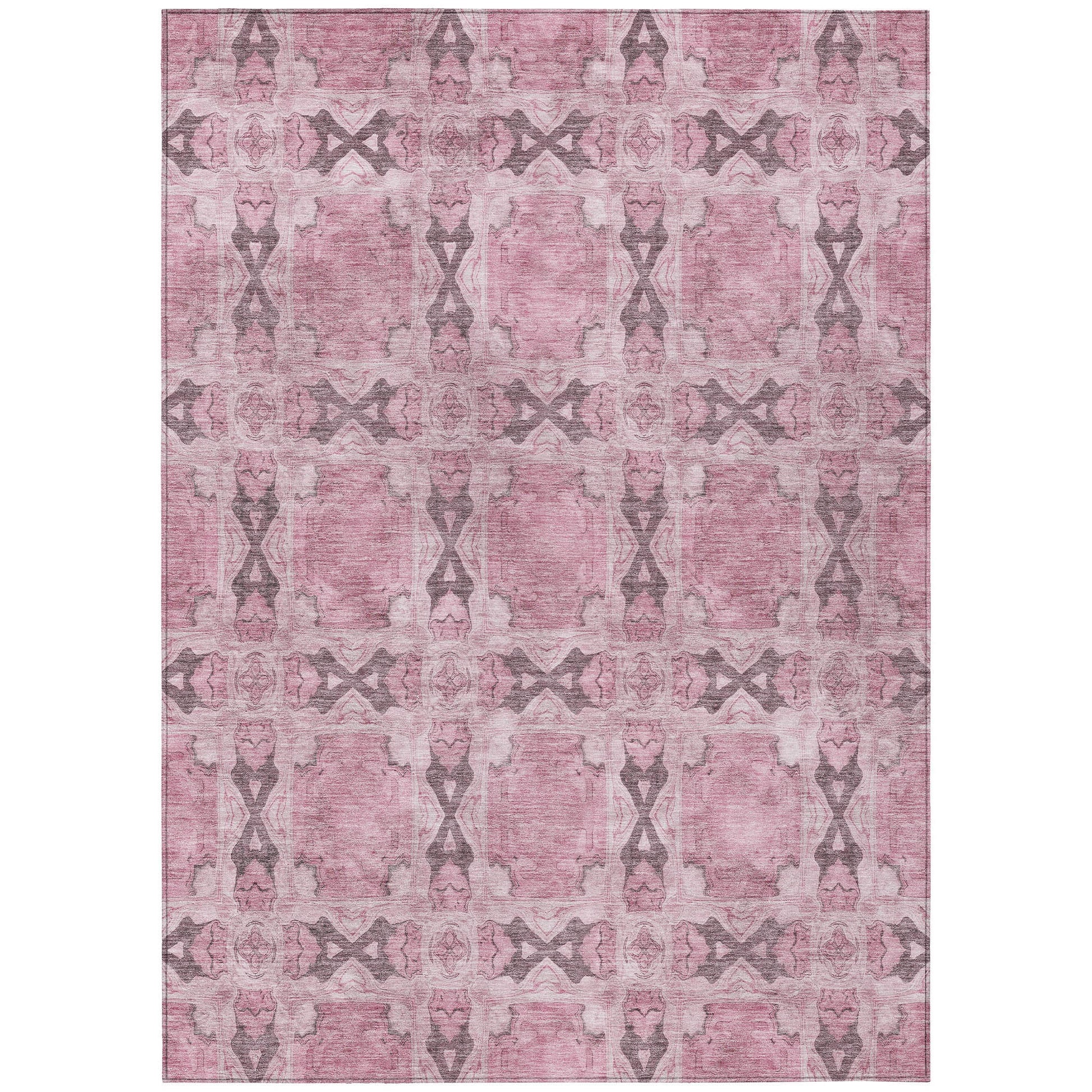 Addison Rugs Panel Pink Washable Indoor-Outdoor Rug