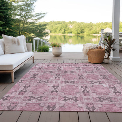 Addison Rugs Panel Pink Washable Indoor-Outdoor Rug