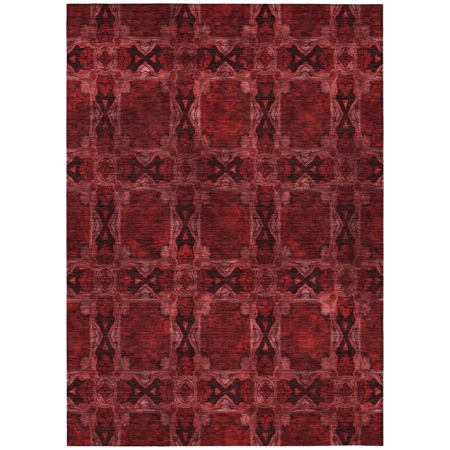 Addison Rugs Panel Red Washable Indoor-Outdoor Rug