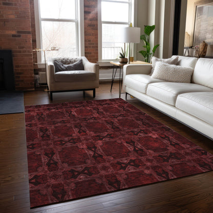 Addison Rugs Panel Red Washable Indoor-Outdoor Rug