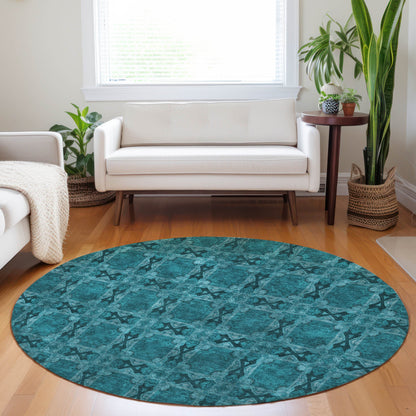Addison Rugs Panel Teal Washable Indoor-Outdoor Rug