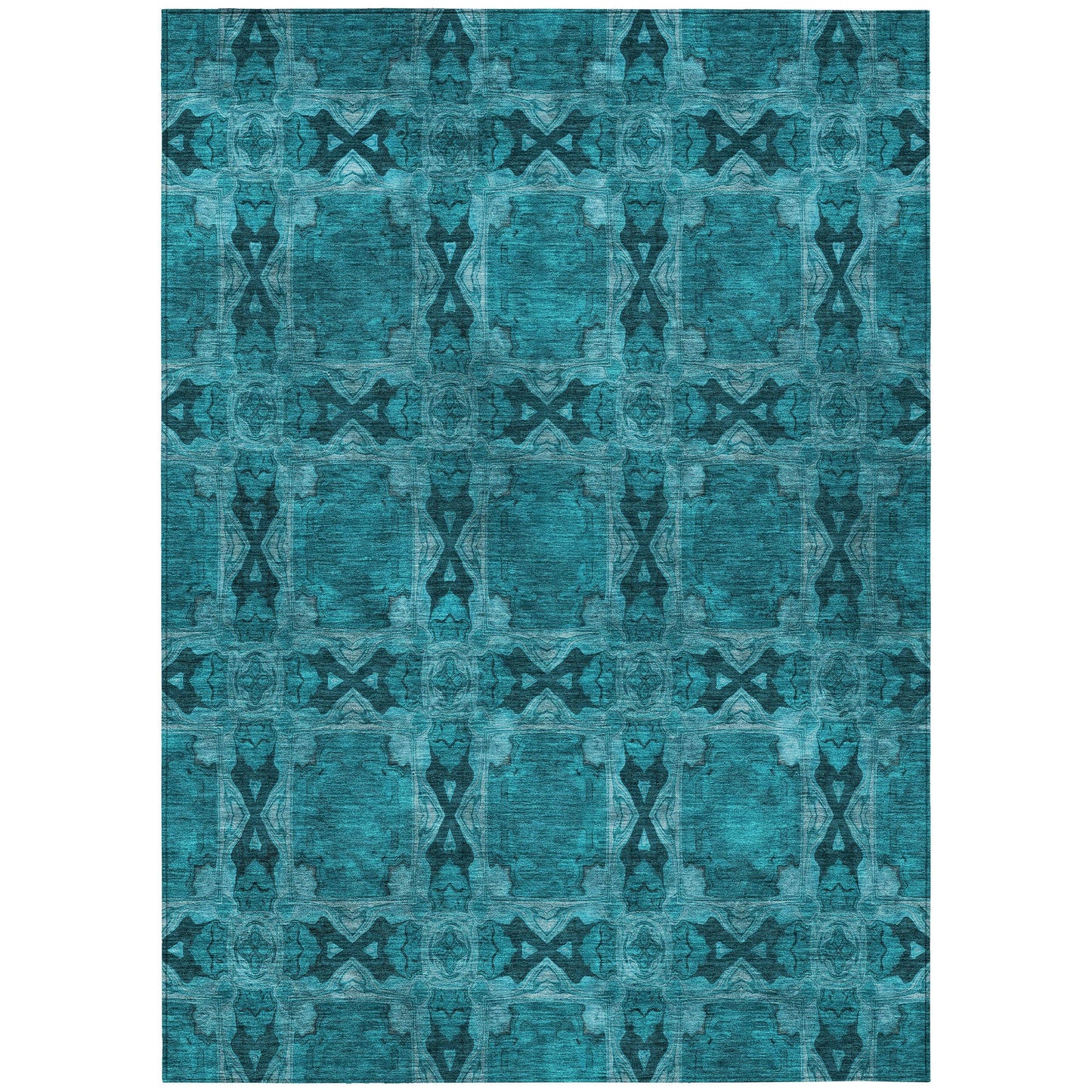 Addison Rugs Panel Teal Washable Indoor-Outdoor Rug