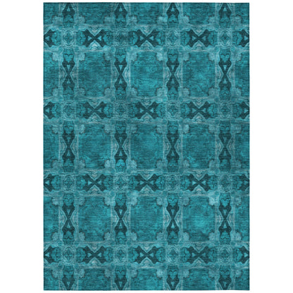 Addison Rugs Panel Teal Washable Indoor-Outdoor Rug
