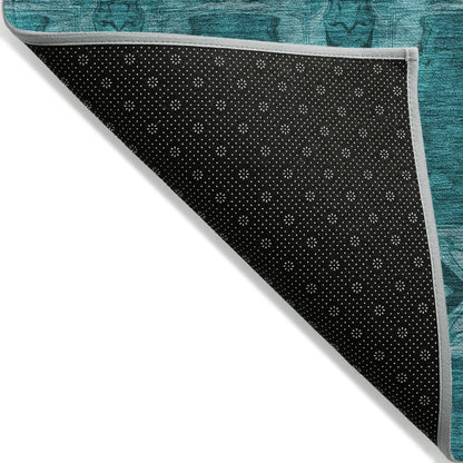 Addison Rugs Panel Teal Washable Indoor-Outdoor Rug