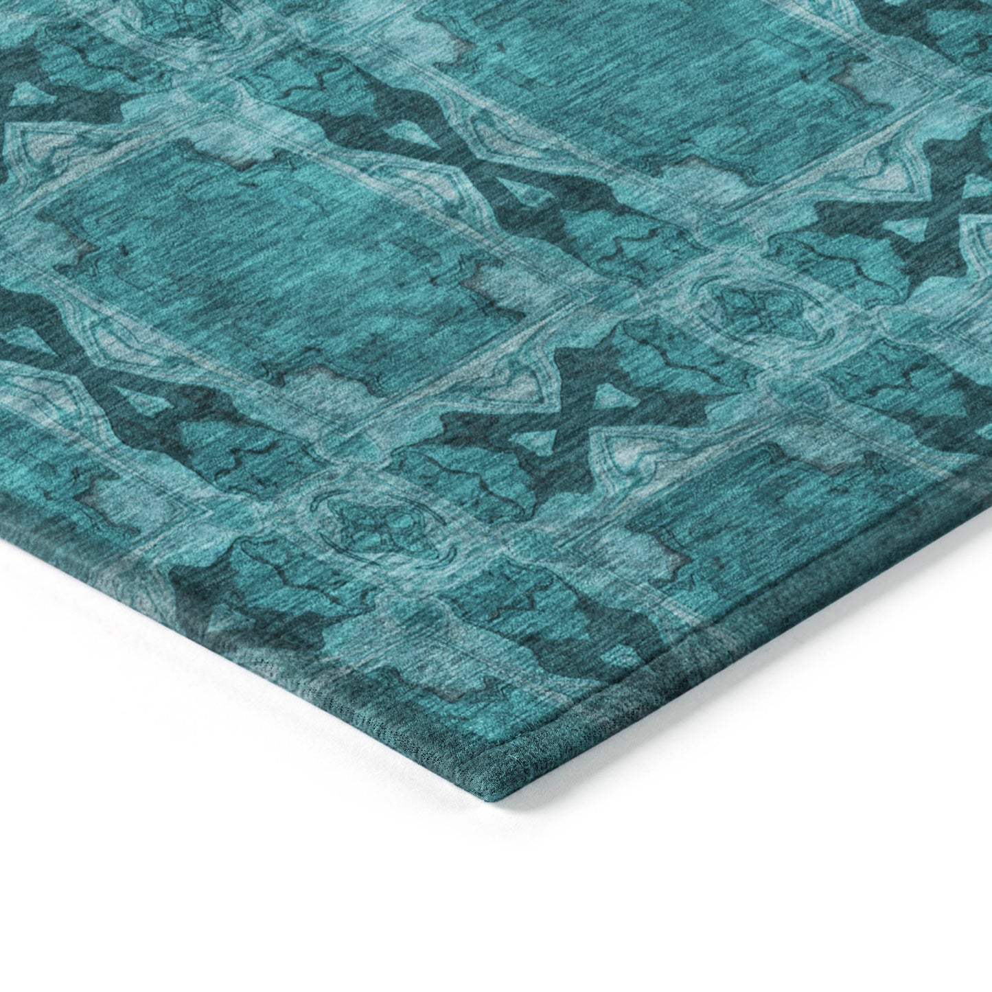 Addison Rugs Panel Teal Washable Indoor-Outdoor Rug