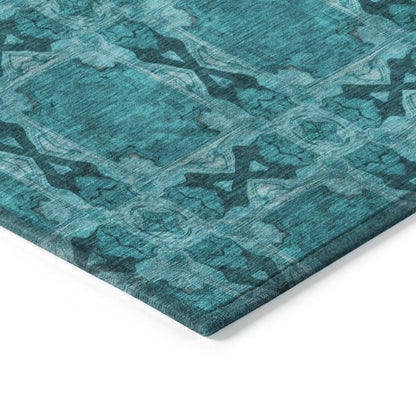 Addison Rugs Panel Teal Washable Indoor-Outdoor Rug