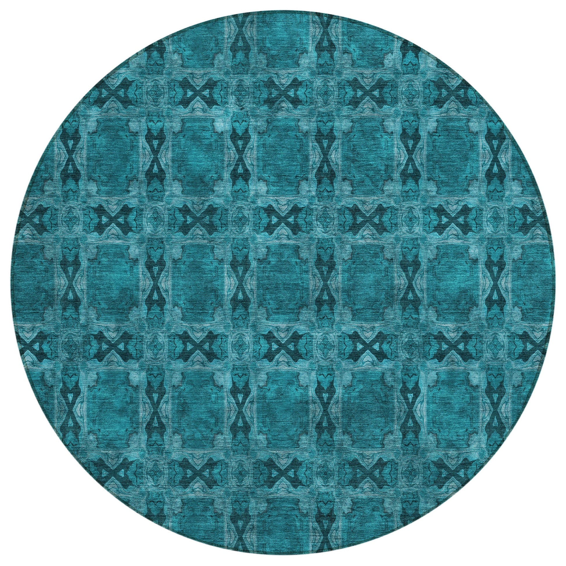Addison Rugs Panel Teal Washable Indoor-Outdoor Rug