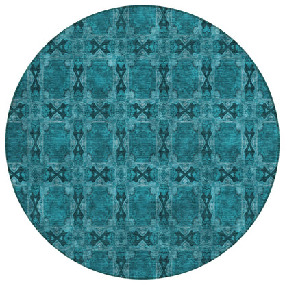 Addison Rugs Panel Teal Washable Indoor-Outdoor Rug