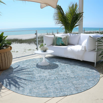 Addison Rugs Parallel Bands Blue Washable Indoor-Outdoor Rug