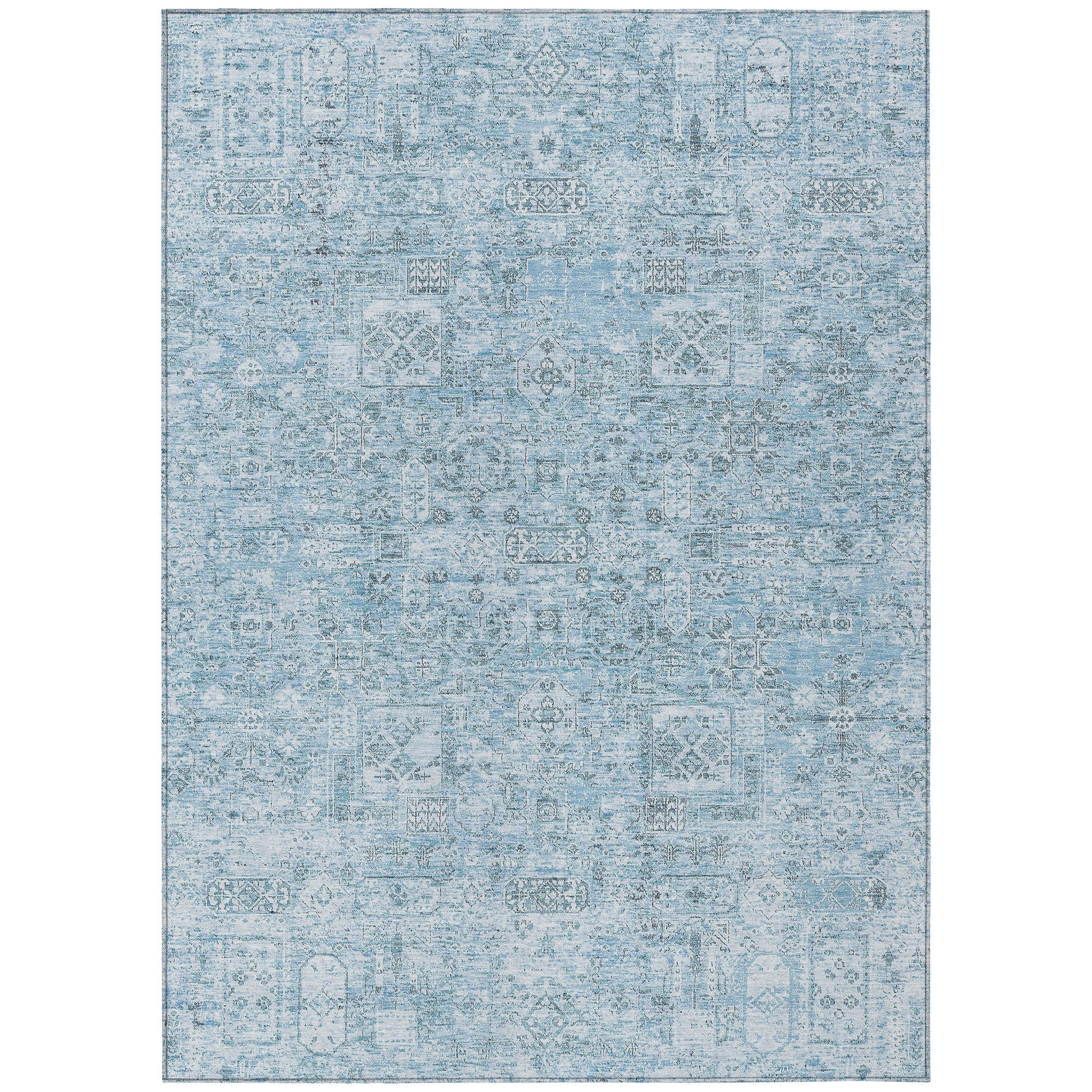 Addison Rugs Parallel Bands Blue Washable Indoor-Outdoor Rug