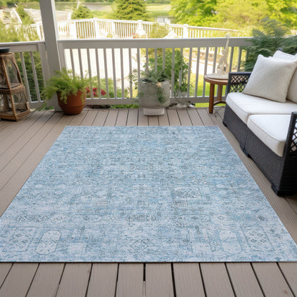 Addison Rugs Parallel Bands Blue Washable Indoor-Outdoor Rug