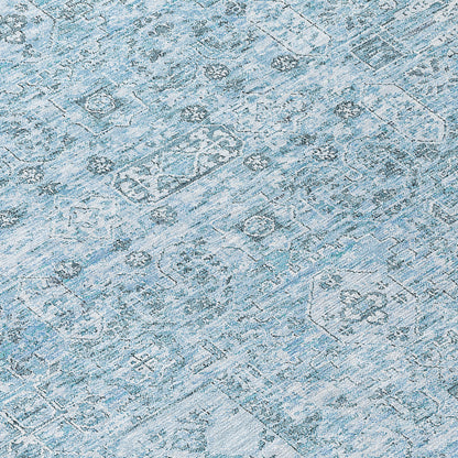 Addison Rugs Parallel Bands Blue Washable Indoor-Outdoor Rug