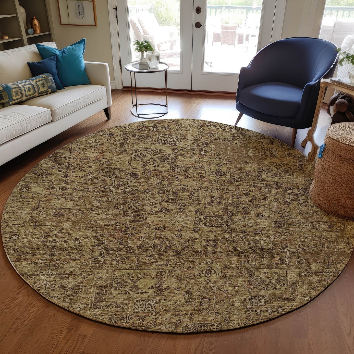 Addison Rugs Parallel Bands Brown Washable Indoor-Outdoor Rug