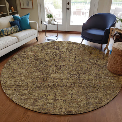 Addison Rugs Parallel Bands Brown Washable Indoor-Outdoor Rug