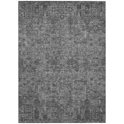 Addison Rugs Parallel Bands Charcoal Washable Indoor-Outdoor Rug