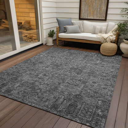 Addison Rugs Parallel Bands Charcoal Washable Indoor-Outdoor Rug