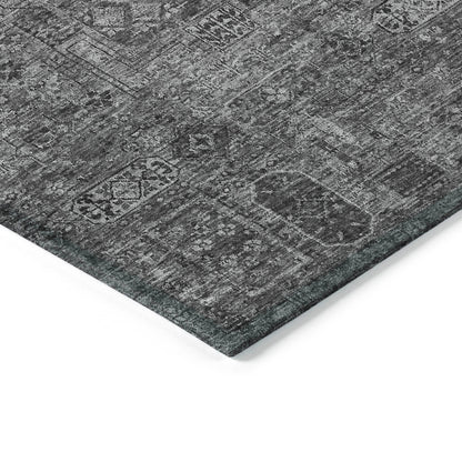 Addison Rugs Parallel Bands Charcoal Washable Indoor-Outdoor Rug