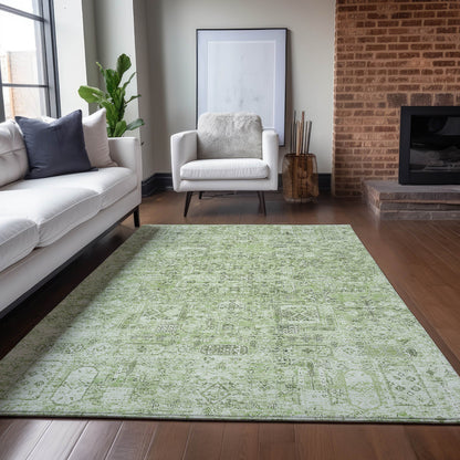 Addison Rugs Parallel Bands Green Washable Indoor-Outdoor Rug