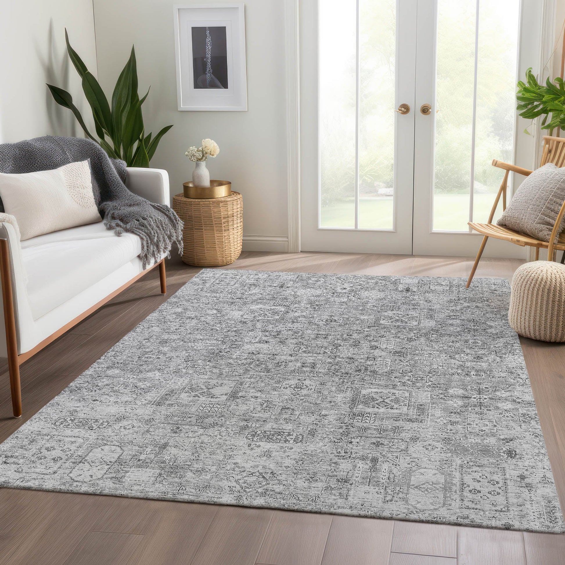 Addison Rugs Parallel Bands Grey Washable Indoor-Outdoor Rug