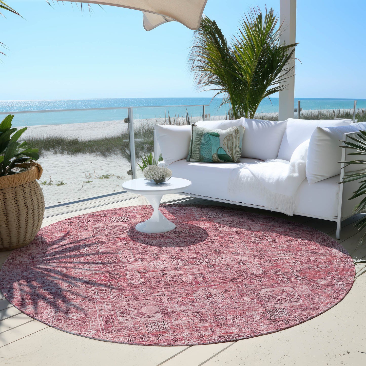 Addison Rugs Parallel Bands Pink Washable Indoor-Outdoor Rug