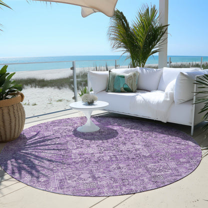 Addison Rugs Parallel Bands Purple Washable Indoor-Outdoor Rug