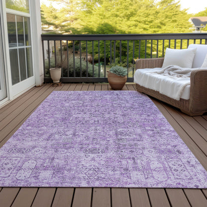 Addison Rugs Parallel Bands Purple Washable Indoor-Outdoor Rug