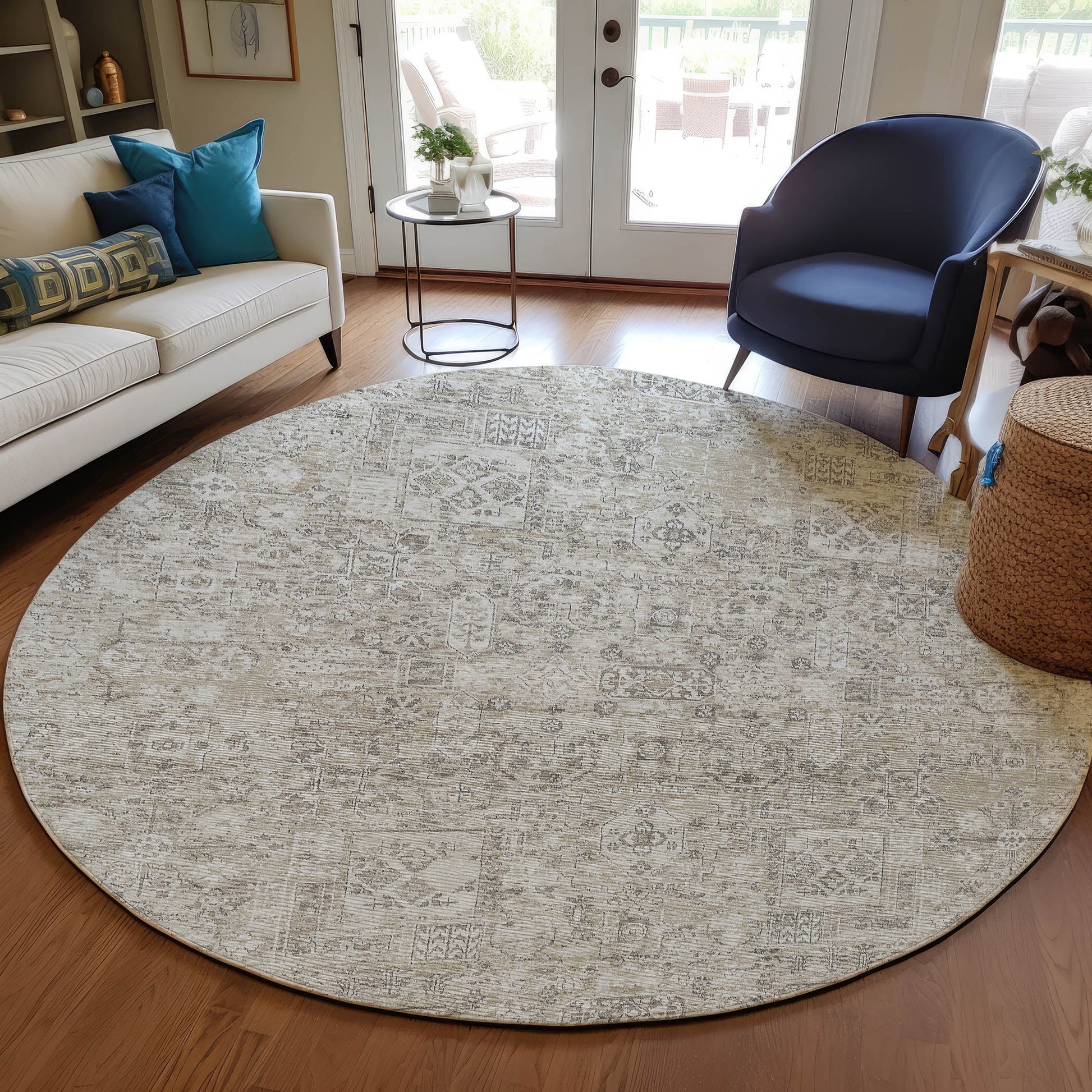 Addison Rugs Parallel Bands Taupe Washable Indoor-Outdoor Rug