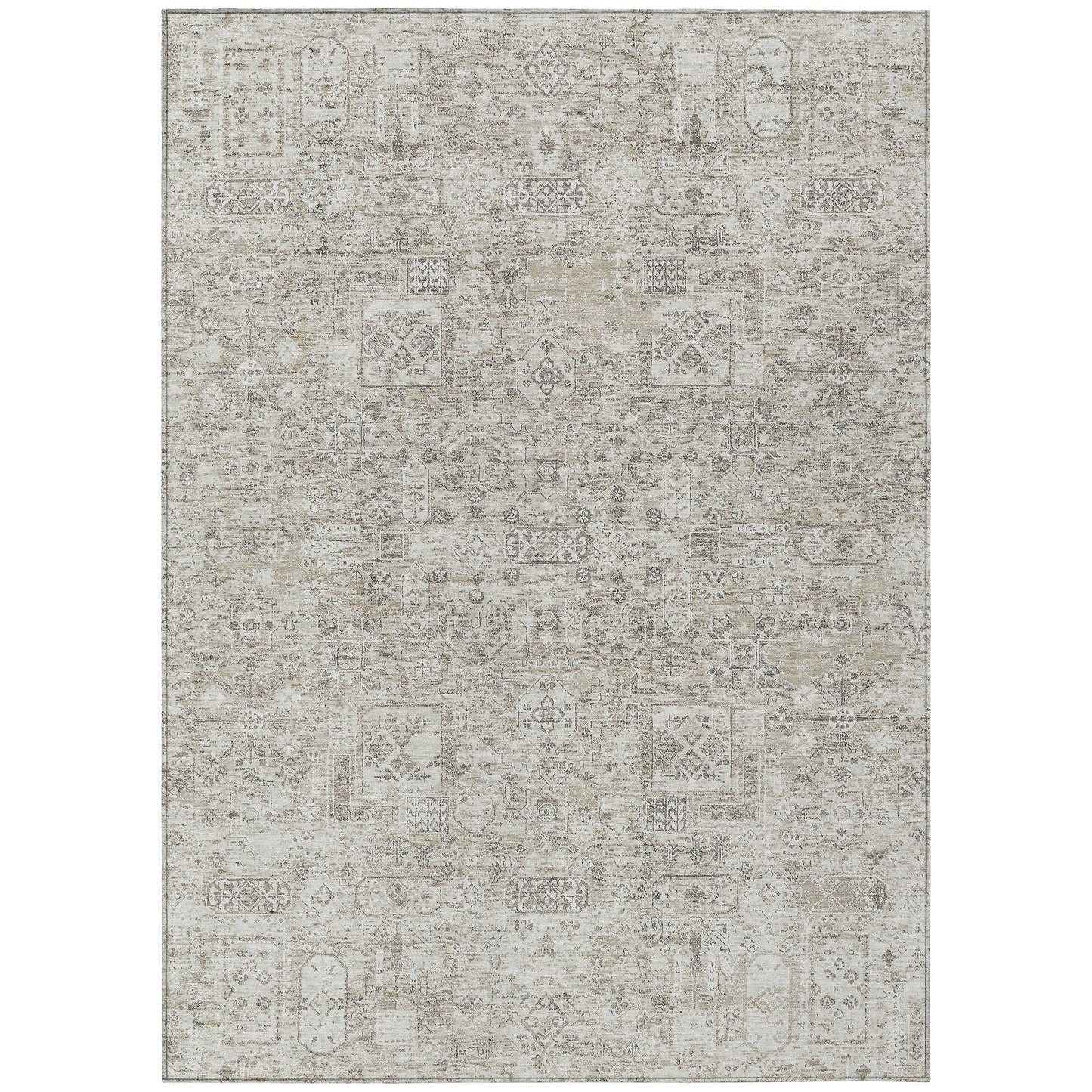 Addison Rugs Parallel Bands Taupe Washable Indoor-Outdoor Rug