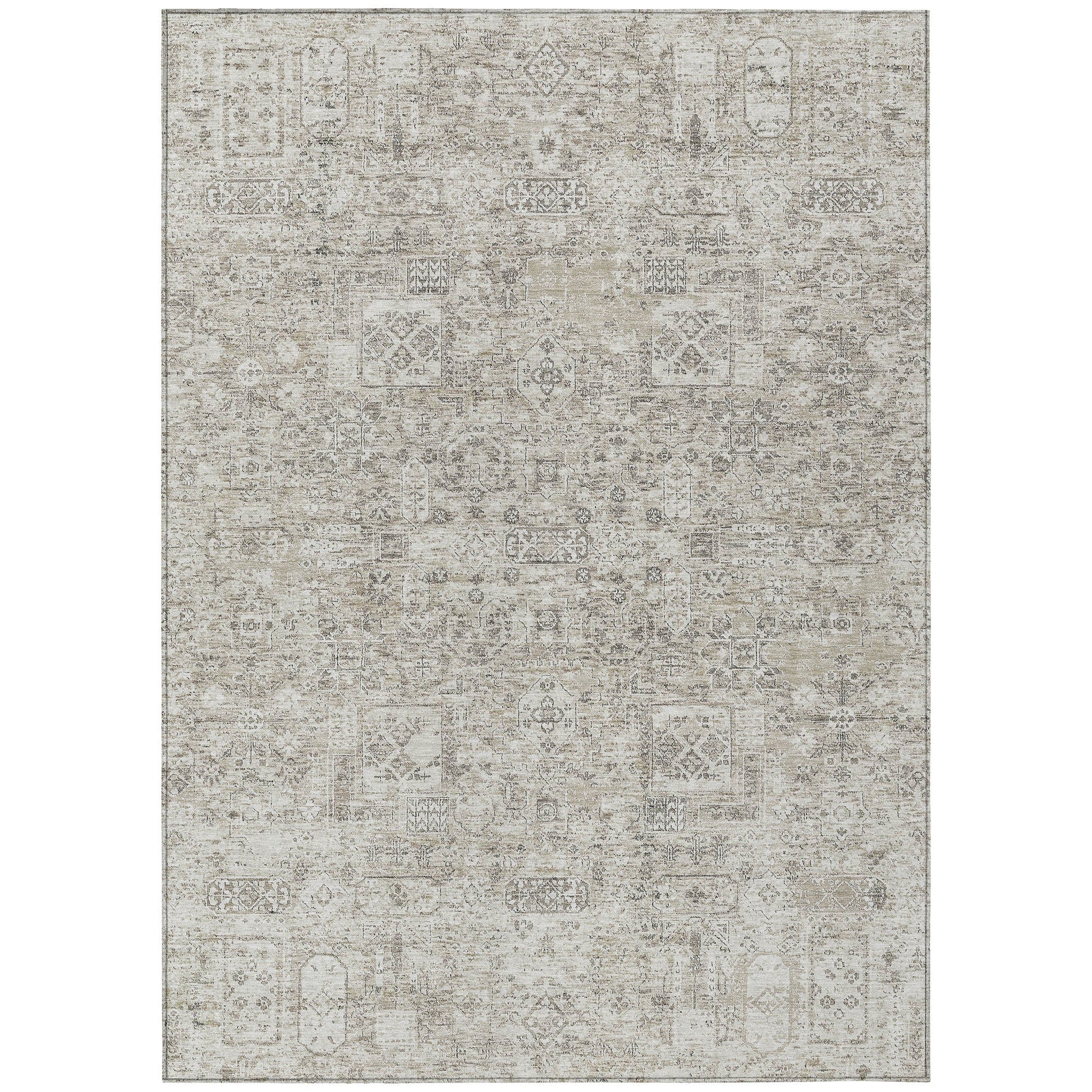 Addison Rugs Parallel Bands Taupe Washable Indoor-Outdoor Rug