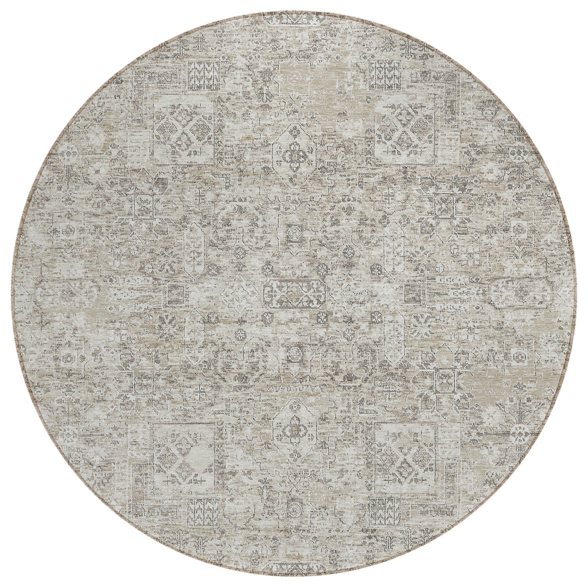 Addison Rugs Parallel Bands Taupe Washable Indoor-Outdoor Rug