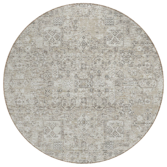 Addison Rugs Parallel Bands Taupe Washable Indoor-Outdoor Rug