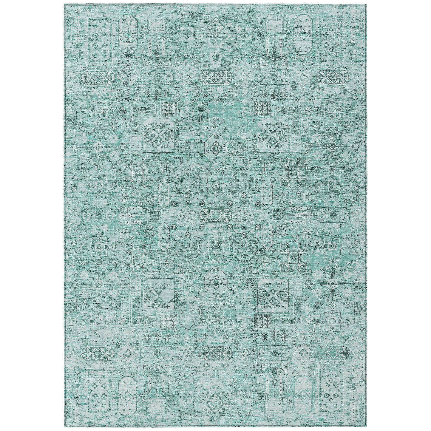 Addison Rugs Parallel Bands Teal Washable Indoor-Outdoor Rug