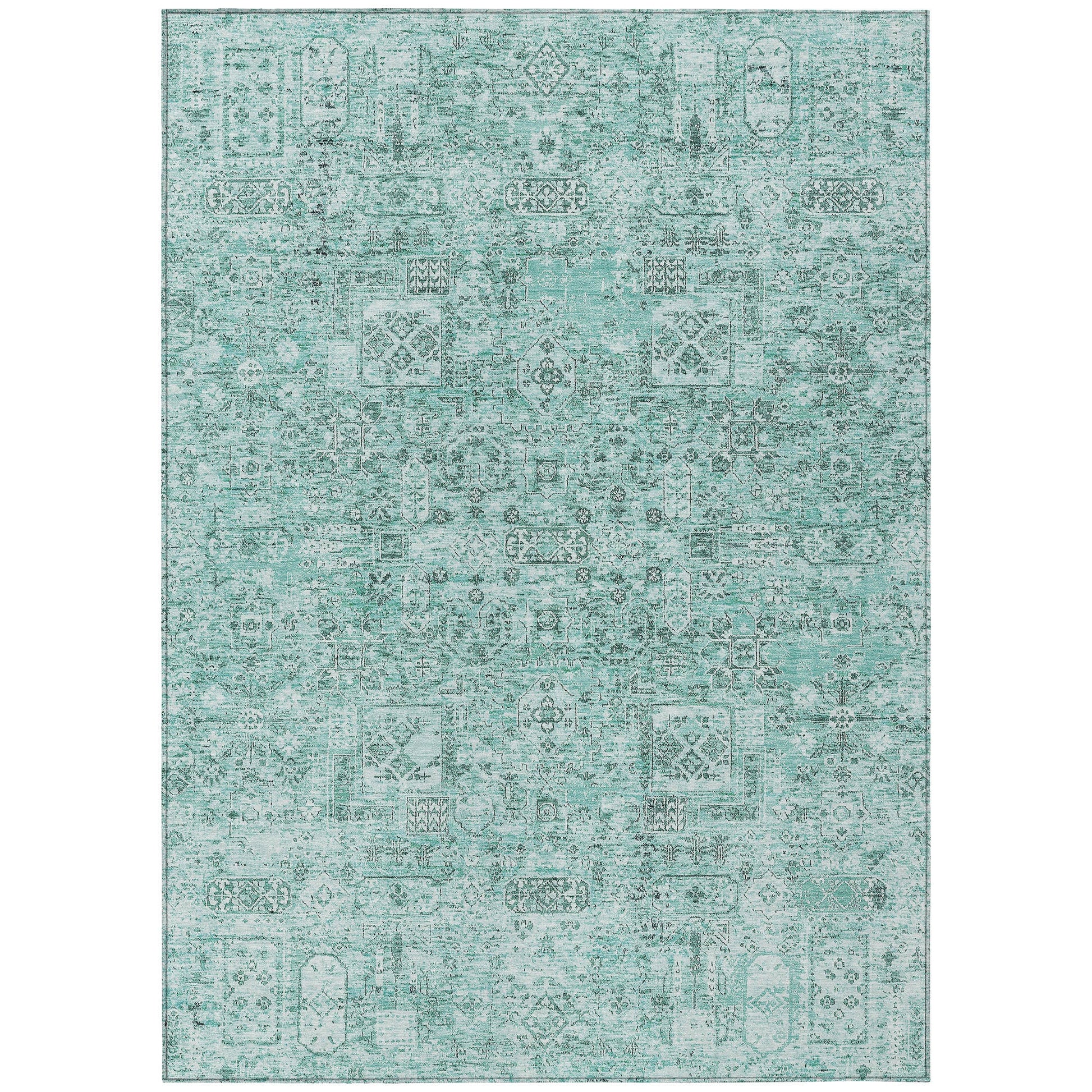 Addison Rugs Parallel Bands Teal Washable Indoor-Outdoor Rug