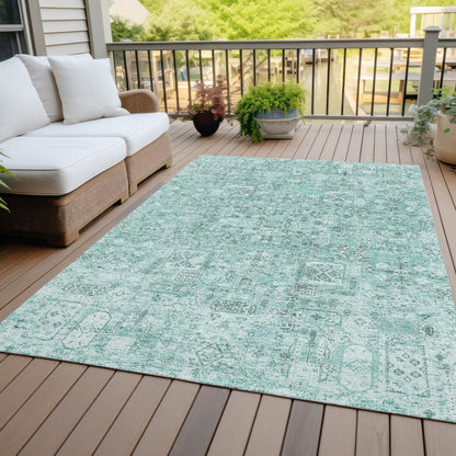 Addison Rugs Parallel Bands Teal Washable Indoor-Outdoor Rug