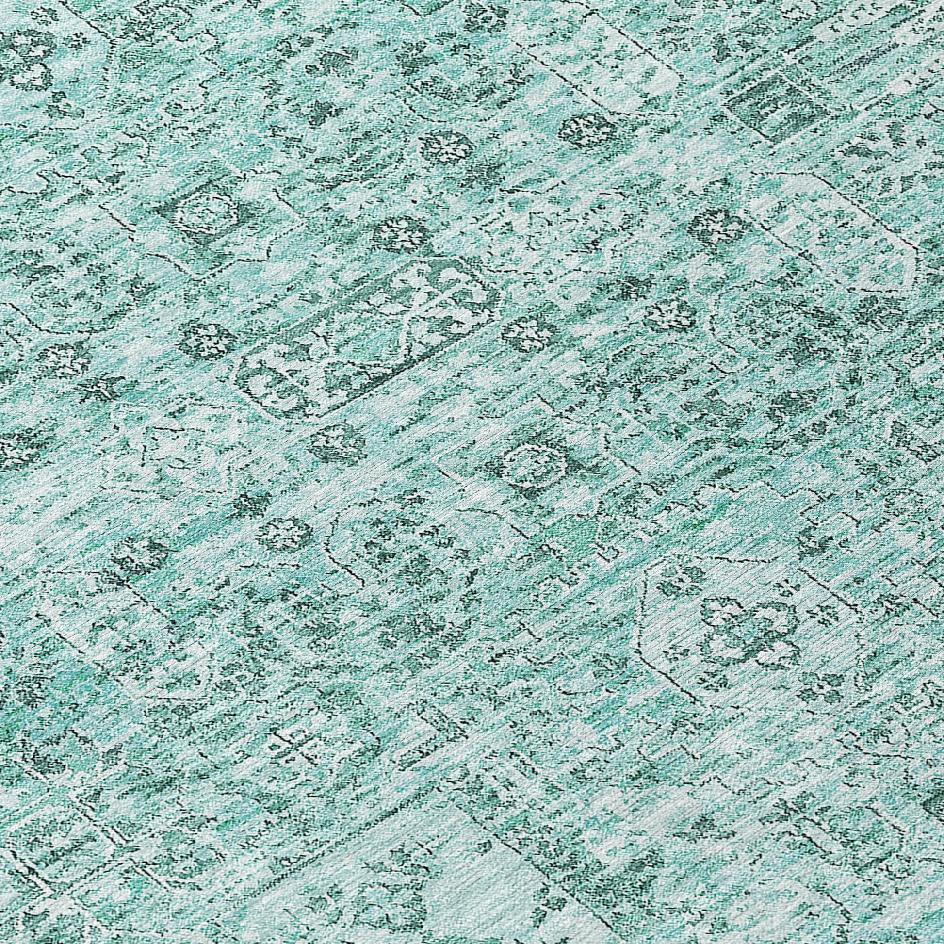 Addison Rugs Parallel Bands Teal Washable Indoor-Outdoor Rug