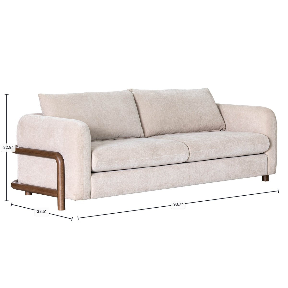 LH Home Parallel Beige Fabric Sofa