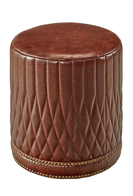 Paris Flea Leather Upholstered Ottoman