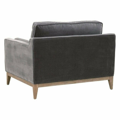 Parker Post Modern Sofa Chair Dark Dove Velvet Natural Oak Club Chairs Sideboards and Things By Essentials For Living