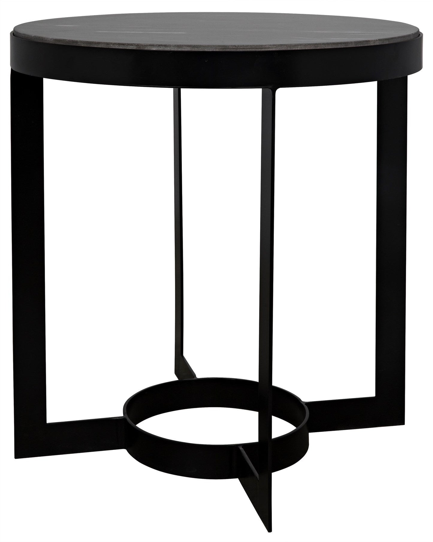 Parker Steel and Marble Black Round Side Table-Side Tables-Noir-Sideboards and Things