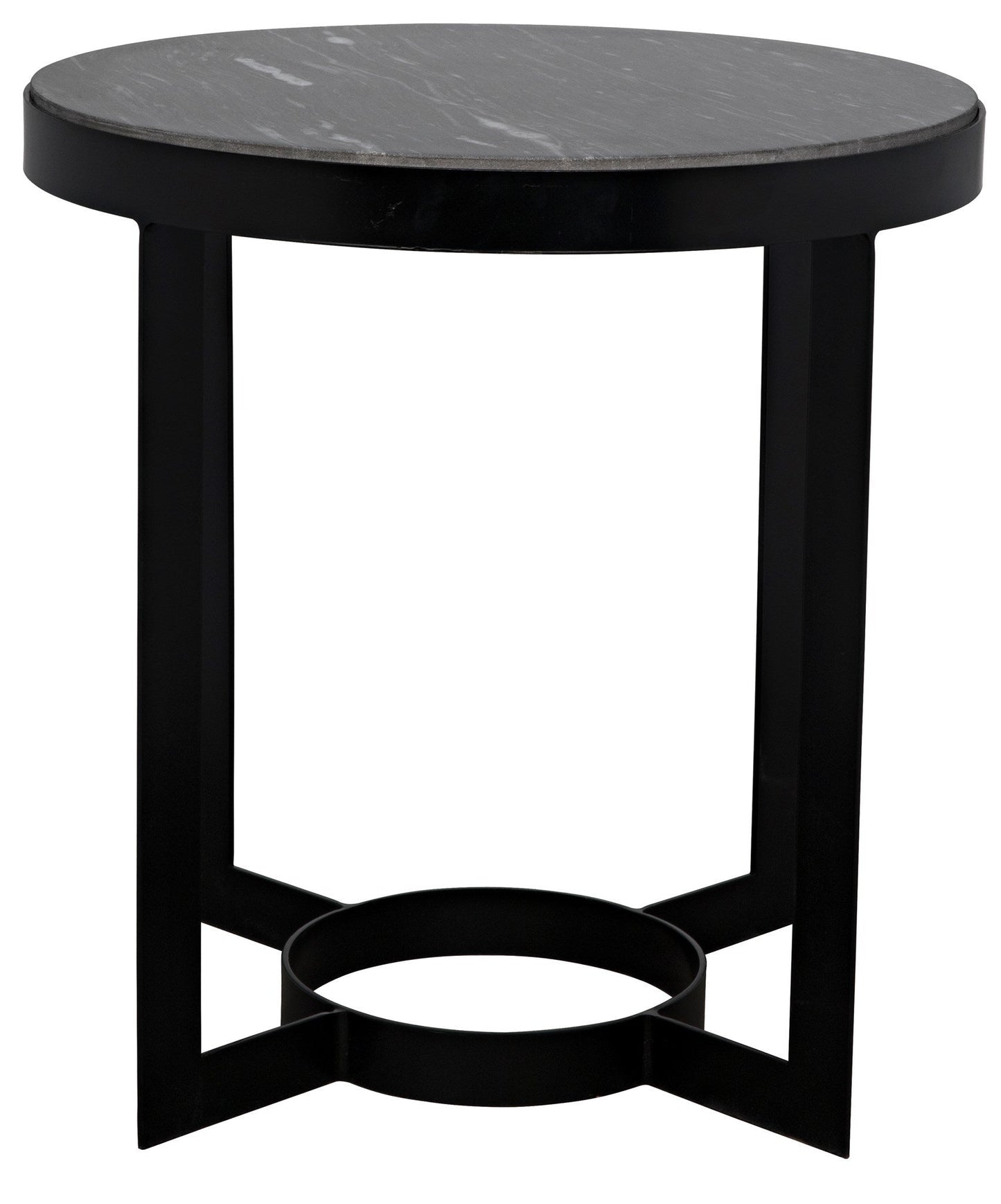 Parker Steel and Marble Black Round Side Table-Side Tables-Noir-Sideboards and Things