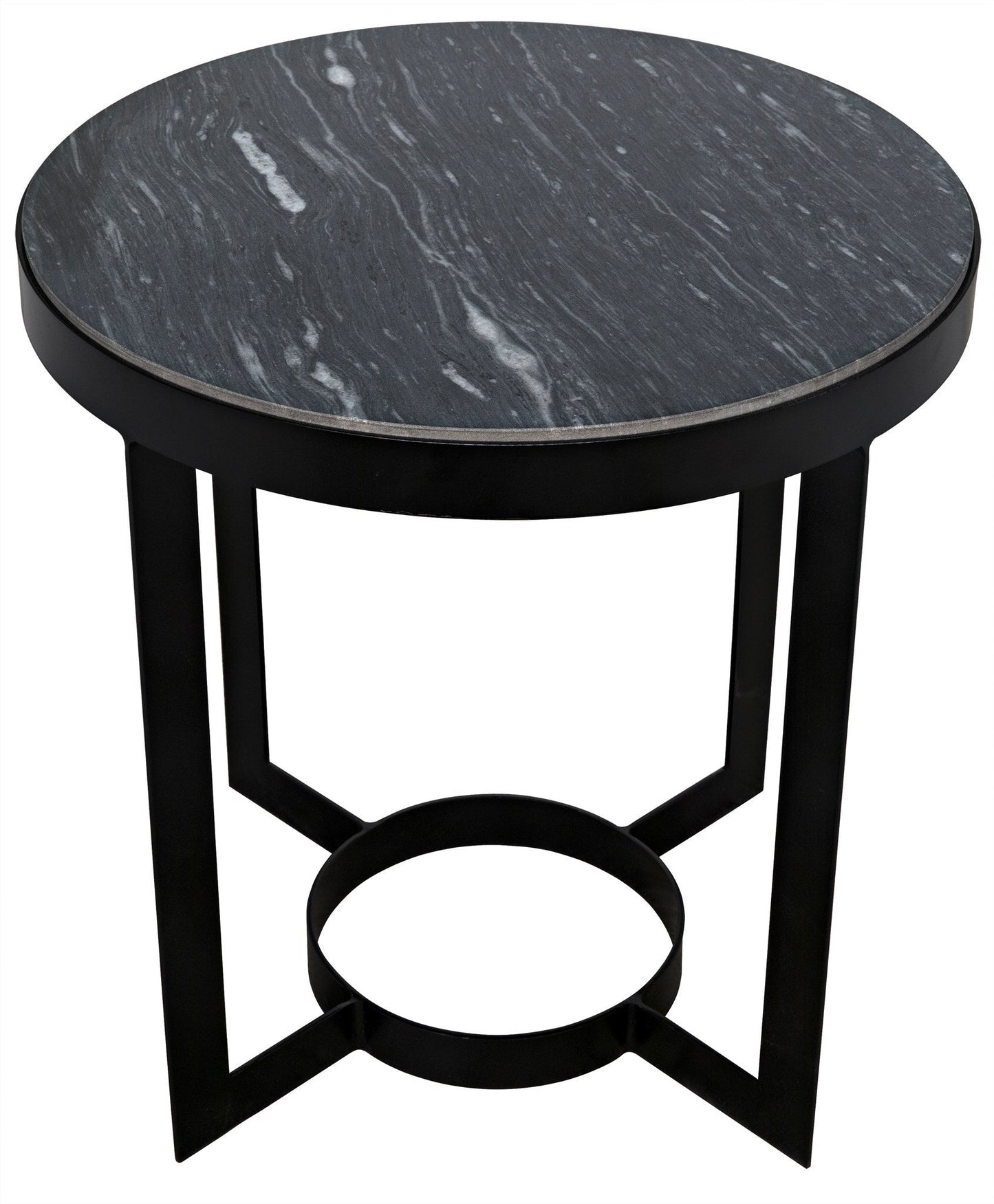 Parker Steel and Marble Black Round Side Table-Side Tables-Noir-Sideboards and Things